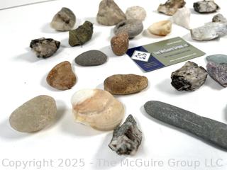 Group of Natural Stone Specimens, Fossils and Possible Native Handtool Fragments Picked While Working Scotch Hill Farm