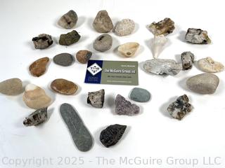 Group of Natural Stone Specimens, Fossils and Possible Native Handtool Fragments Picked While Working Scotch Hill Farm