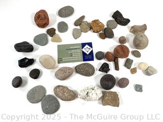 Group of Natural Stone Pebbles, Fossils and Minerals Picked While Working Scotch Hill Farm