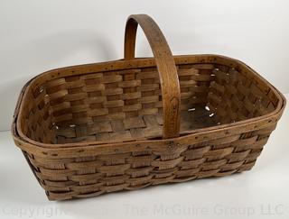 1840s Sidney Gage and Co. Putney, VT, WOVEN Basket with handle