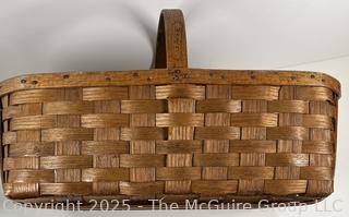 1840s Sidney Gage and Co. Putney, VT, WOVEN Basket with handle
