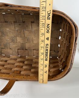 1840s Sidney Gage and Co. Putney, VT, WOVEN Basket with handle