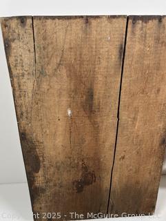 Four (4) wooden frames/trays: egg crate, frame and odd items
