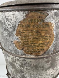 Vintage Fagley & Halpen 4 Tier Superior Steam Cooker w Lid Original Label