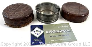 Antique POCKET SIZE Collapsible FOLDING Metal Travel CUP With Leather Case