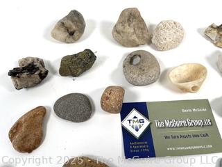 Group of Natural Stone Specimens, Fossils and Possible Native Handtool Fragments Picked While Working Scotch Hill Farm