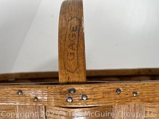 1840s Sidney Gage and Co. Putney, VT, WOVEN Basket with handle