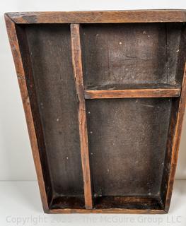 Four (4) wooden frames/trays: egg crate, frame and odd items