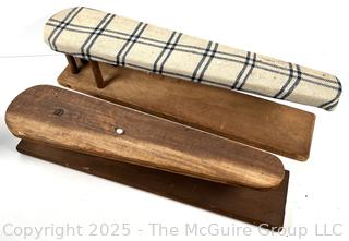 Two (2) vintage ironing boards and unknown tool