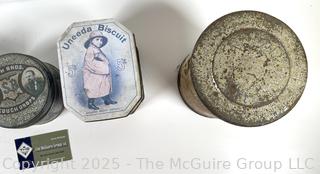 Vintage product tins, various themes