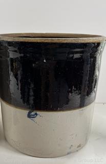 Two (2) stoneware jugs and open crock