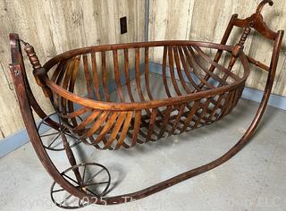 Antique Mid-19th Century Shaker Rocking Cradle/Stroller