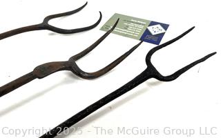 Three (3) Wrought Iron Hearth Forks