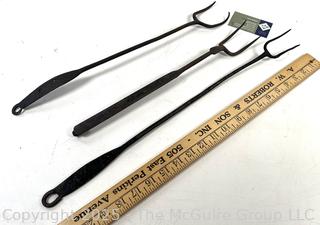  Three (3) Wrought Iron Hearth Forks