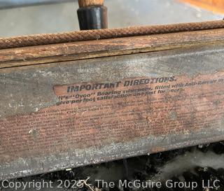 Antique floor cleaners: Vintage Antique Bissell Wooden Floor Rug Sweeper Vacuum Cyco Bearing Cast Iron; and Early Wood Domestic Vacuum Sweeper Peoria Illinois 1910