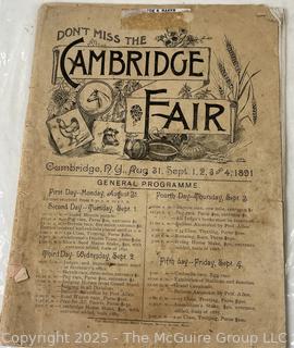 1891 Cambridge NY Program