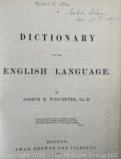 1864 DICTIONARY OF THE ENGLISH LANGUAGE. Worcester, Boston ed.