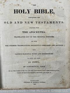 HOLY BIBLE 1849 Canne's Marginal Notes/Apocrypha B.B. Mussey William Hall