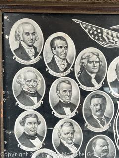 Antique 1921 Print of All Our Presidents by E.G. Renesch, Chicago Framed