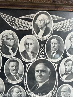 Antique 1921 Print of All Our Presidents by E.G. Renesch, Chicago Framed