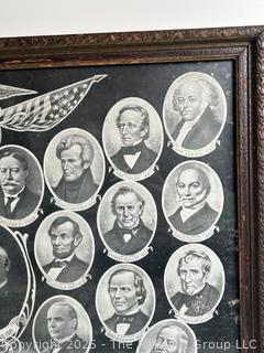 Antique 1921 Print of All Our Presidents by E.G. Renesch, Chicago Framed