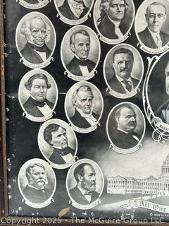 Antique 1921 Print of All Our Presidents by E.G. Renesch, Chicago Framed
