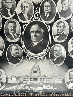 Antique 1921 Print of All Our Presidents by E.G. Renesch, Chicago Framed
