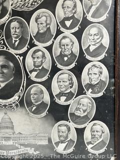 Antique 1921 Print of All Our Presidents by E.G. Renesch, Chicago Framed