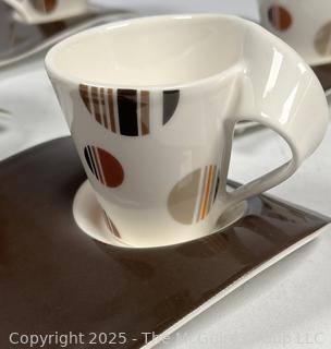 Set of Four (4) Villeroy & Boch Luxembourg Germany Porcelain Cups and Snack Plates