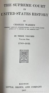 Three (3) Volume Set of The Supreme Court in United States History by Charles Warren, 1923 Books