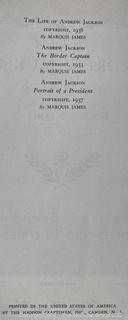 The Life of Andrew Jackson by Marquis James, 1938