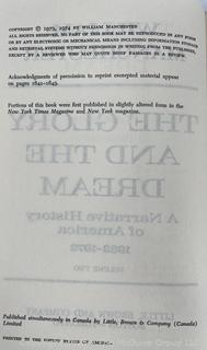 Two (2) Volume Set of The Glory and The Dream by William Manchester Book