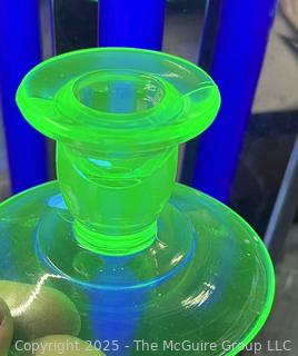 Five (5) Pieces of Depression Glass Including Uranium Glass