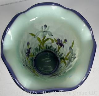 Fenton Art Glass Iris Vase from Designer Showcase Series, Signed by Artist. 7" tall.
