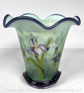 Fenton Art Glass Iris Vase from Designer Showcase Series, Signed by Artist. 7" tall.