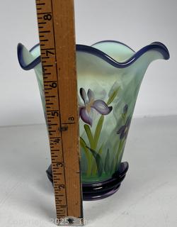 Fenton Art Glass Iris Vase from Designer Showcase Series, Signed by Artist. 7" tall.