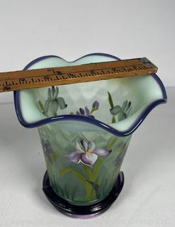 Fenton Art Glass Iris Vase from Designer Showcase Series, Signed by Artist. 7" tall.