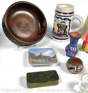 Collection of Decorative Items Including Folk Craft by Shafford, Royal Copenhagen, 