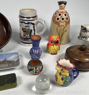 Collection of Decorative Items Including Folk Craft by Shafford, Royal Copenhagen, 