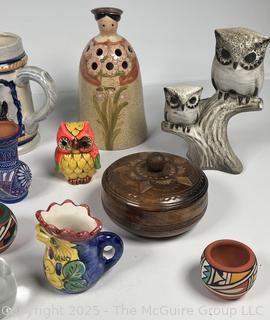 Collection of Decorative Items Including Folk Craft by Shafford, Royal Copenhagen, 