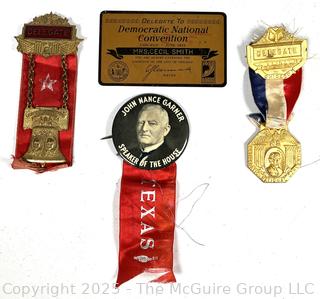 Political Memorabilia Including Delegate Badge to 1932 Democratic National Convention in Chicago