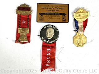 Political Memorabilia Including Delegate Badge to 1932 Democratic National Convention in Chicago