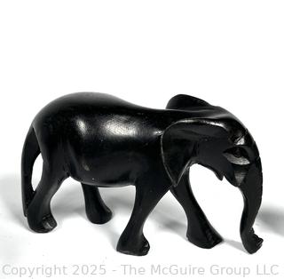 Two (2) Carved Elephants and One (1) Cloisonne Enamel Owl