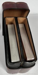 Leather Playing Card Box, Ugo Bellini Italian Serving Spoons, Religious Statue, Crucifix and Watch Repair Kit.