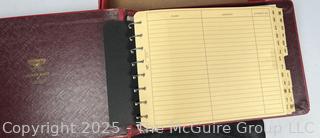 Three (3) Sexton Metal Car Wall Hangings Antique Cars; Drafting tools in storage case; and Vintage Ledger Book