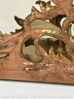 Italian Florentine Hand Carved Gilt Wood Composite Wall Shelf Brackets.  Some damage.