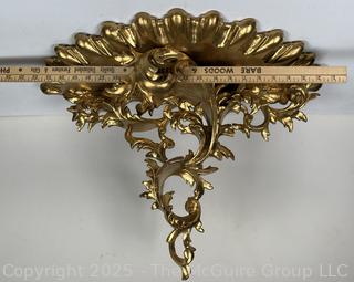 Italian Florentine Hand Carved Gilt Wood Composite Wall Shelf Brackets.  Some damage.