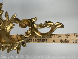 Italian Florentine Hand Carved Gilt Wood Composite Wall Shelf Brackets.  Some damage.