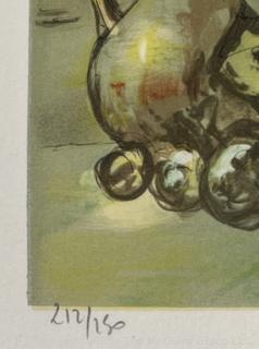 Framed Under Glass Color Signed and Numbered Lithograph Titled Harlequin in Venice by Jacques Lalande Lithographe