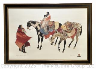 Framed Under Glass Print Titled "Learning Winters Camp" by Artist Carol Grigg. 27 x 40"
